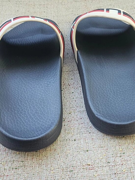 Gucci Men Sandal Shoes Slide Beige/Black Tone Rubber Size 9 Made in Italy Auth main image 4